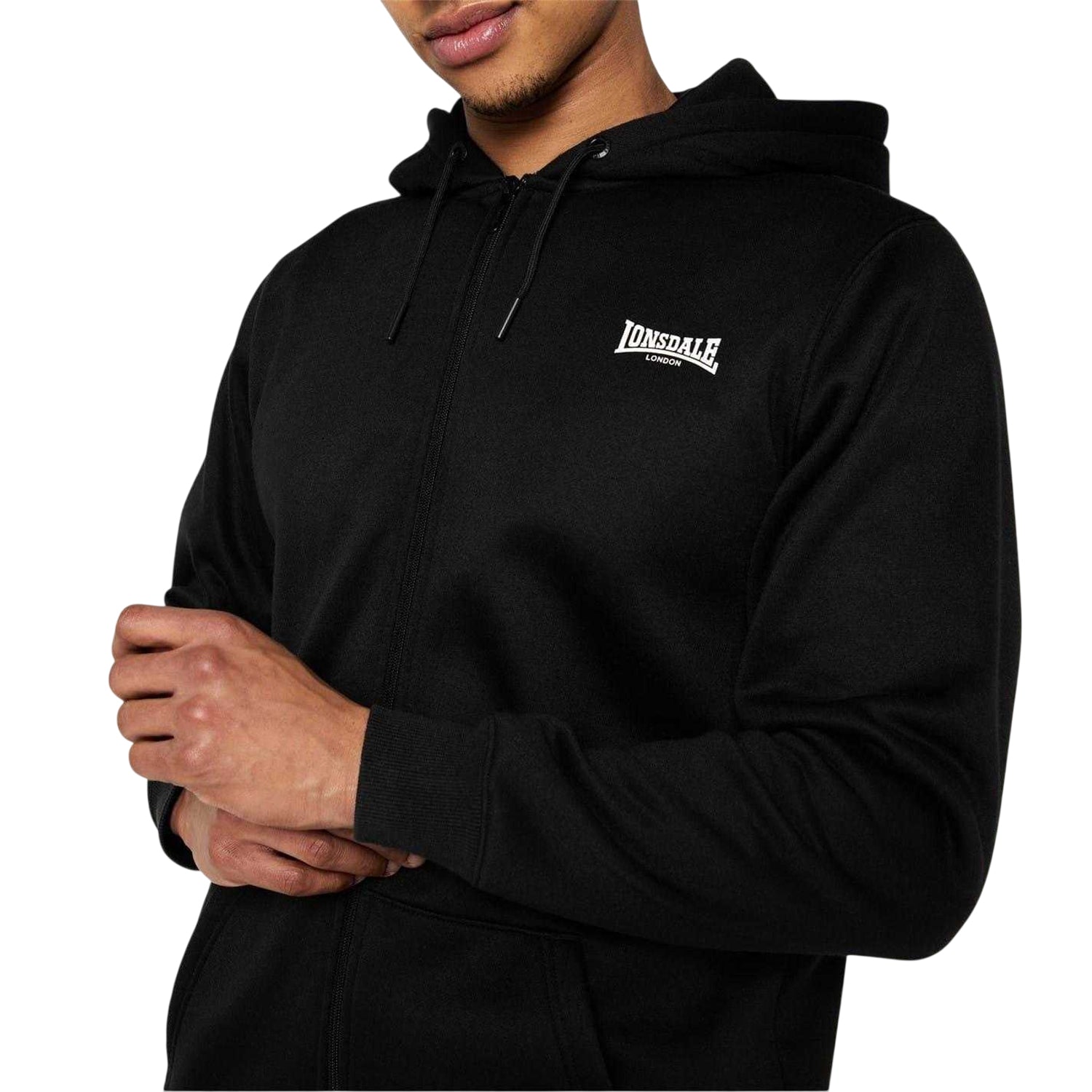 Black - Lifestyle - Lonsdale Mens Essential Regular Full Zip Hoodie