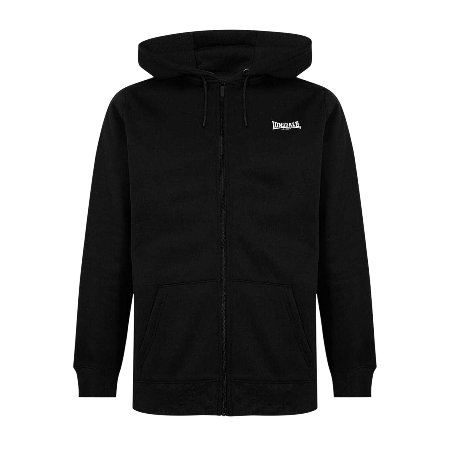 Black - Front - Lonsdale Mens Essential Regular Full Zip Hoodie