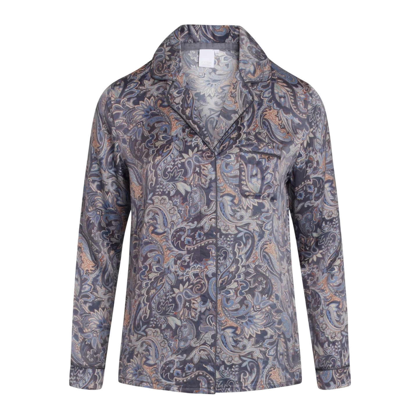 Eclipse Blue - Front - CCDK Copenhagen Womens-Ladies Joseph Paisley Pyjama Top