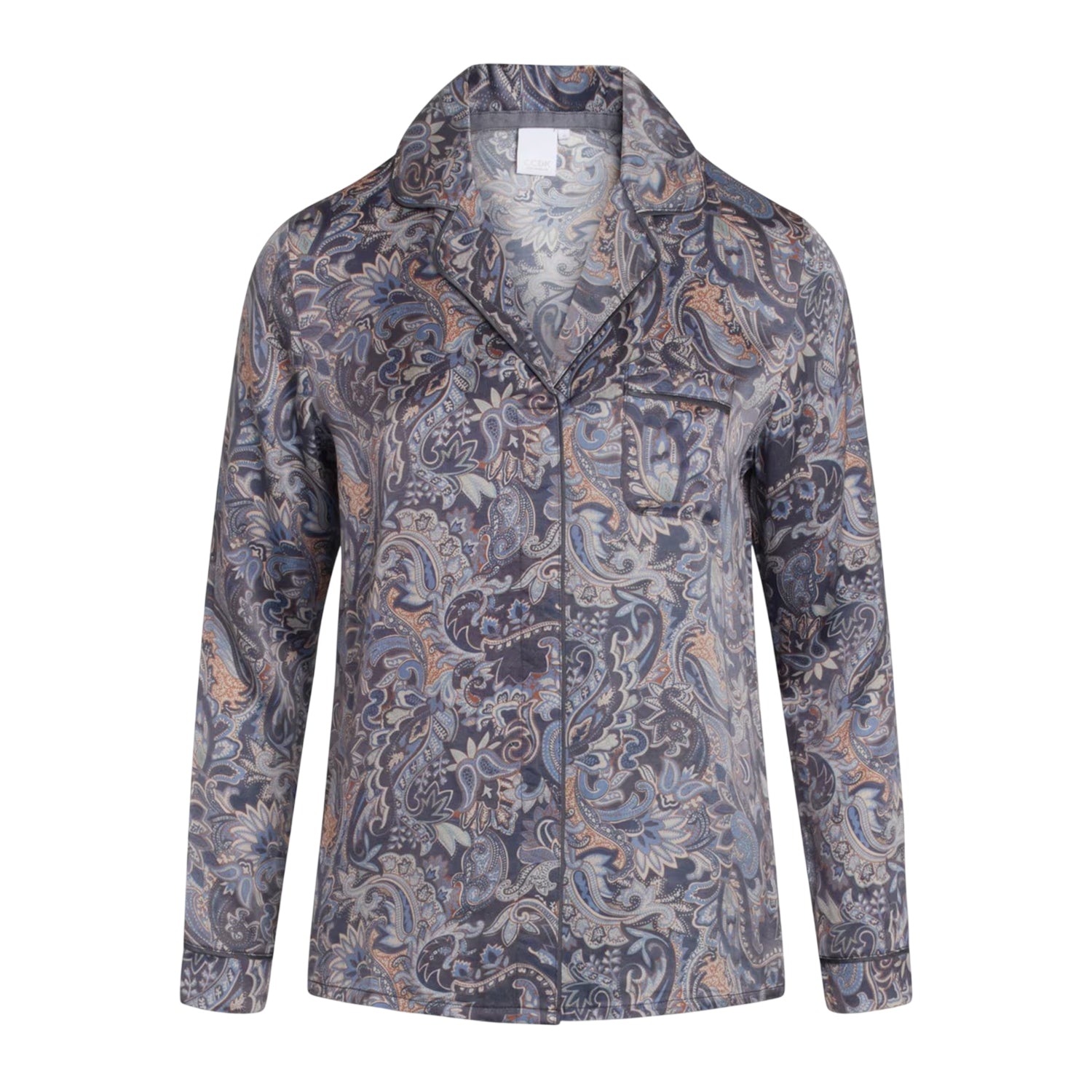 Eclipse Blue - Front - CCDK Copenhagen Womens-Ladies Joseph Paisley Pyjama Top