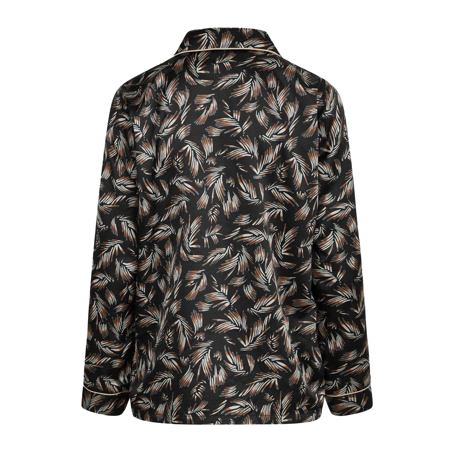 Black - Back - CCDK Copenhagen Womens-Ladies Josephine Leaf Print Satin Pyjama Top