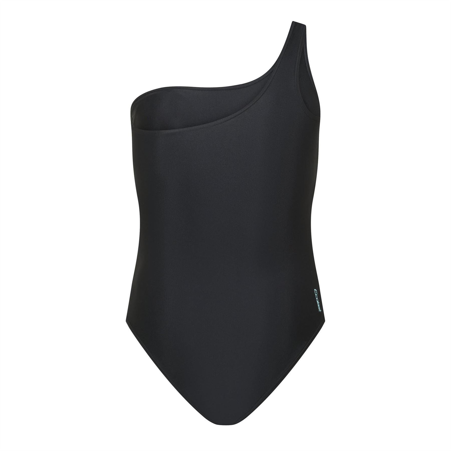 Black - Back - Zoggs Womens-Ladies Colour Block One Shoulder One Piece Swimsuit