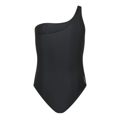 Black - Back - Zoggs Womens-Ladies Colour Block One Shoulder One Piece Swimsuit