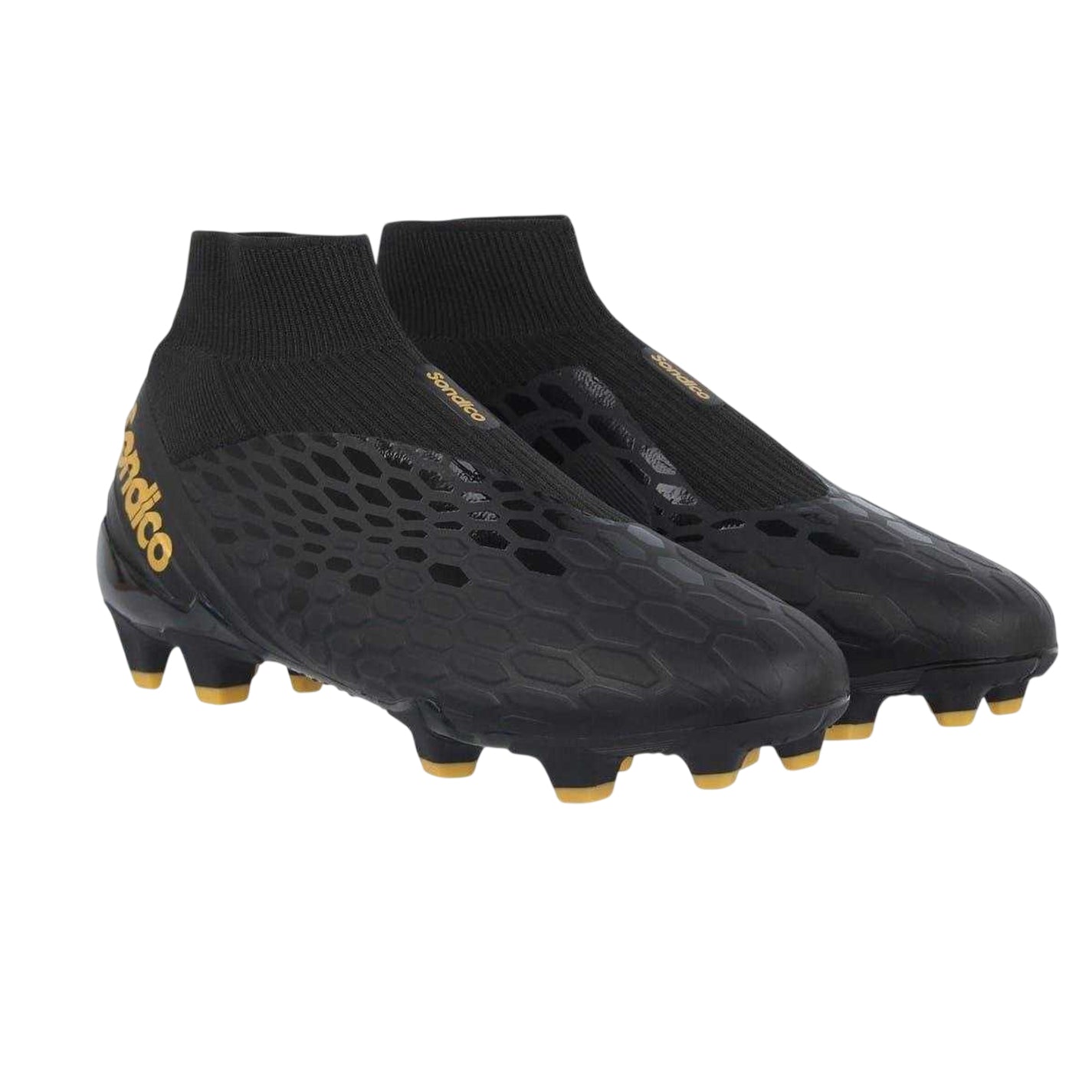 Black-Gold - Pack Shot - Sondico Mens Blizzard Hexagon Firm Ground Football Boots