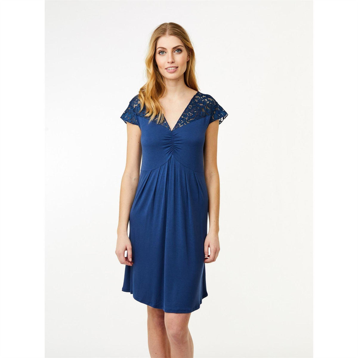 Ensign Blue - Pack Shot - CCDK Copenhagen Womens-Ladies Margit Flowers Lace Dress