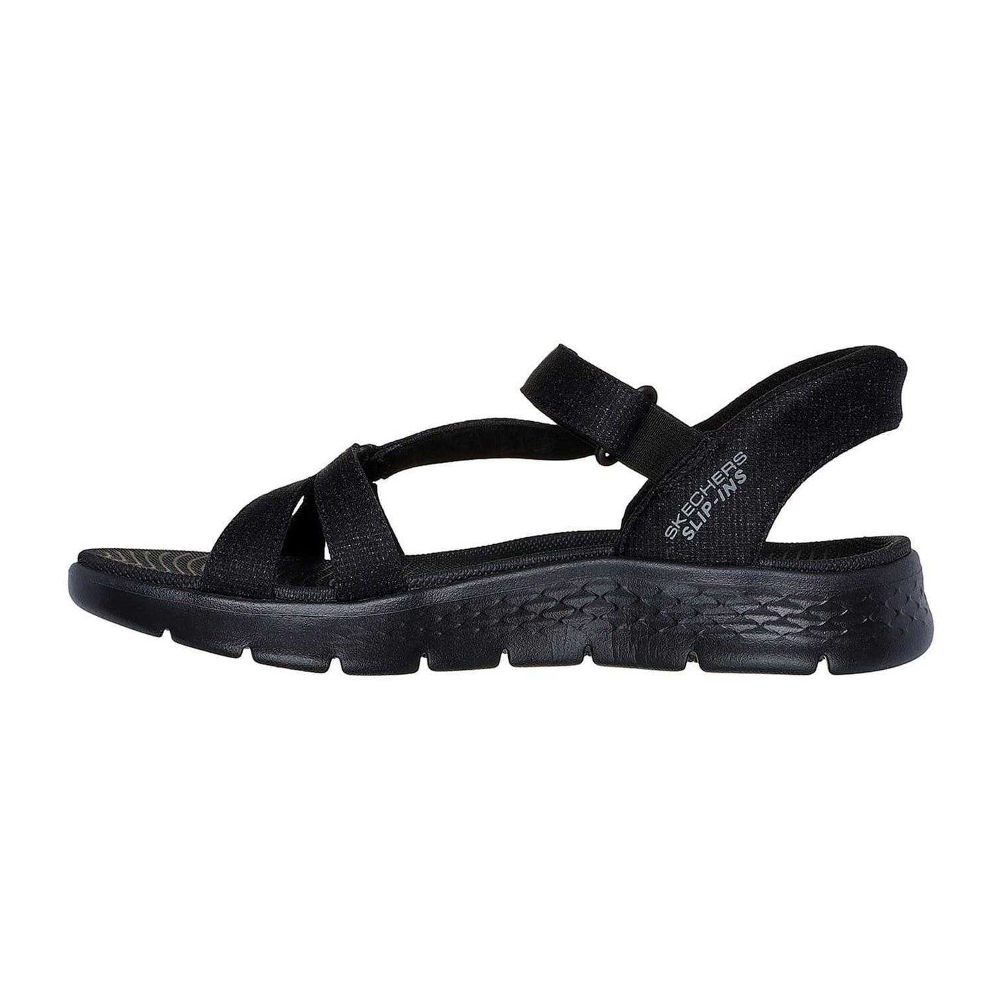 Black Marl - Back - Skechers Womens-Ladies Go Walk Heathered Slip-In Sandals