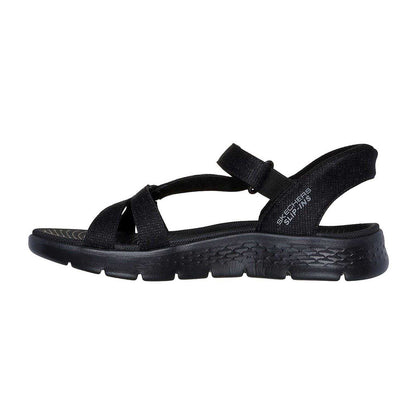 Black Marl - Back - Skechers Womens-Ladies Go Walk Heathered Slip-In Sandals