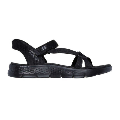 Black Marl - Side - Skechers Womens-Ladies Go Walk Heathered Slip-In Sandals