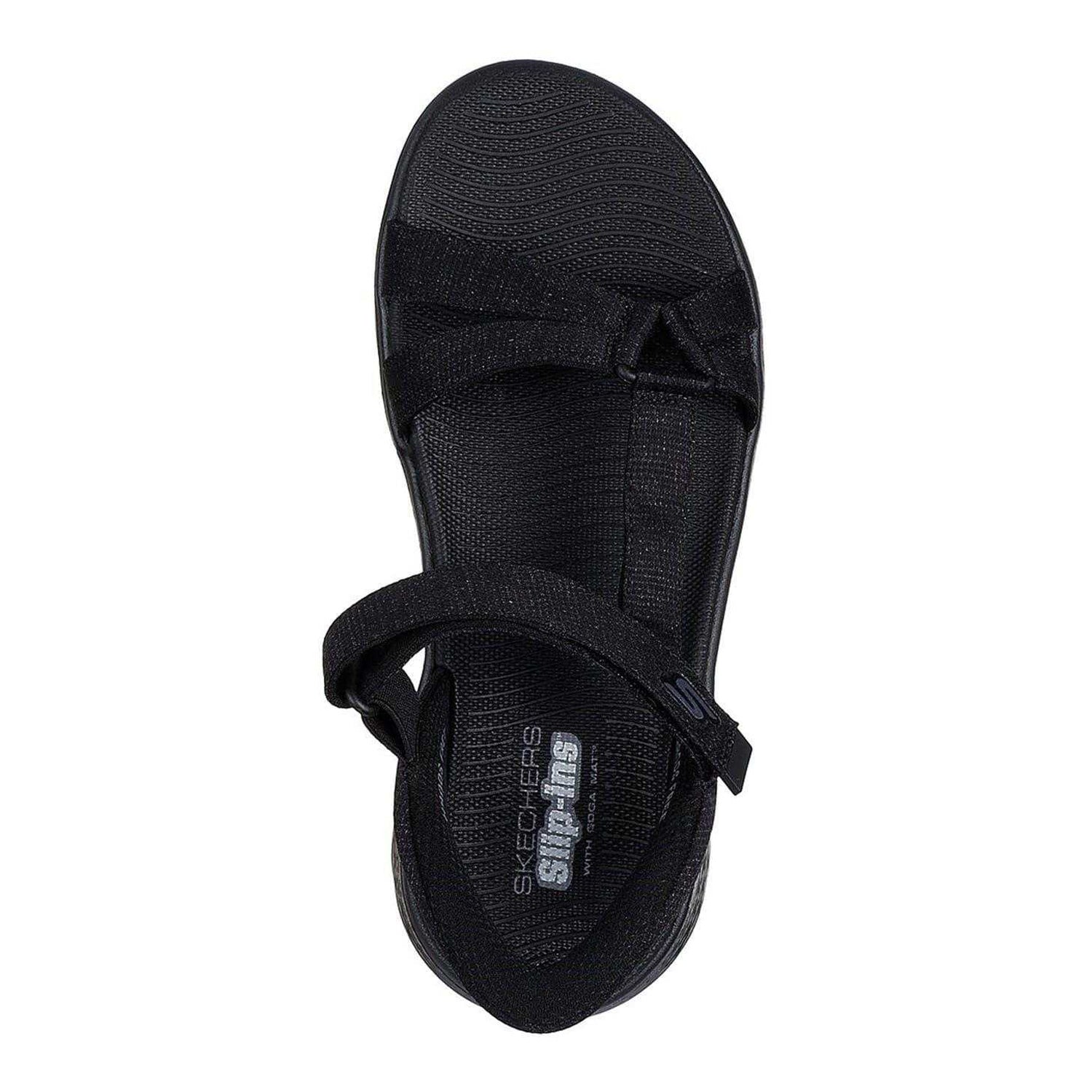 Black Marl - Lifestyle - Skechers Womens-Ladies Go Walk Heathered Slip-In Sandals