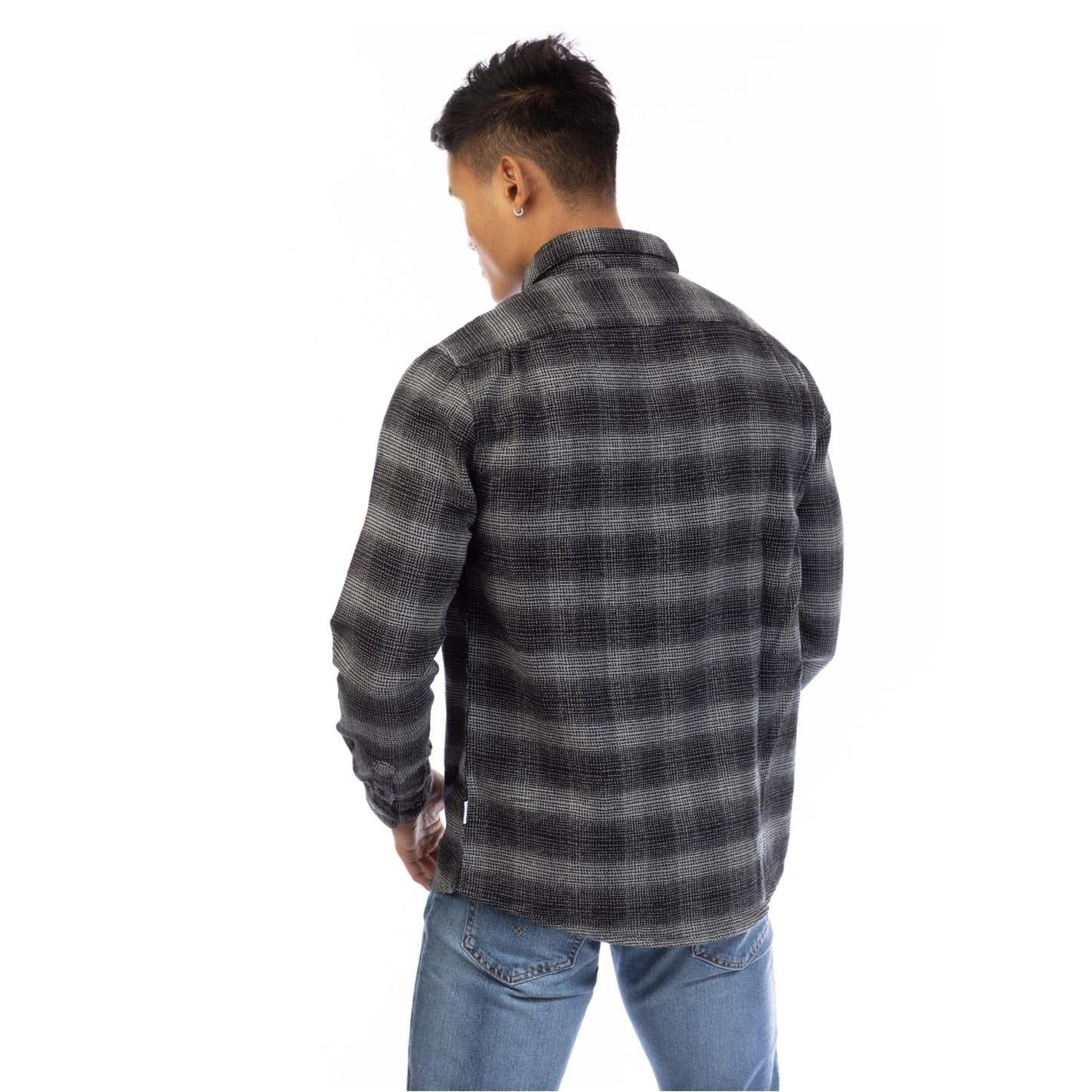 Black-Grey - Back - Peter Werth Mens Darrell Plaid Shirt