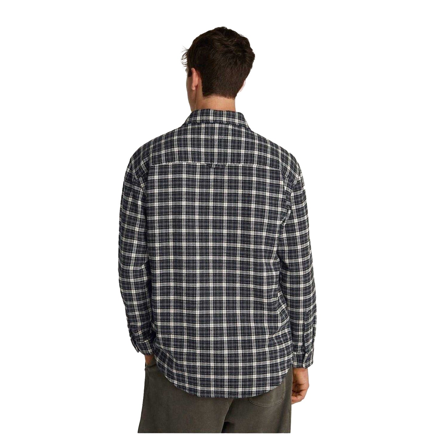 Black - Back - Tommy Jeans Mens Badge Flannel Pocket Shirt