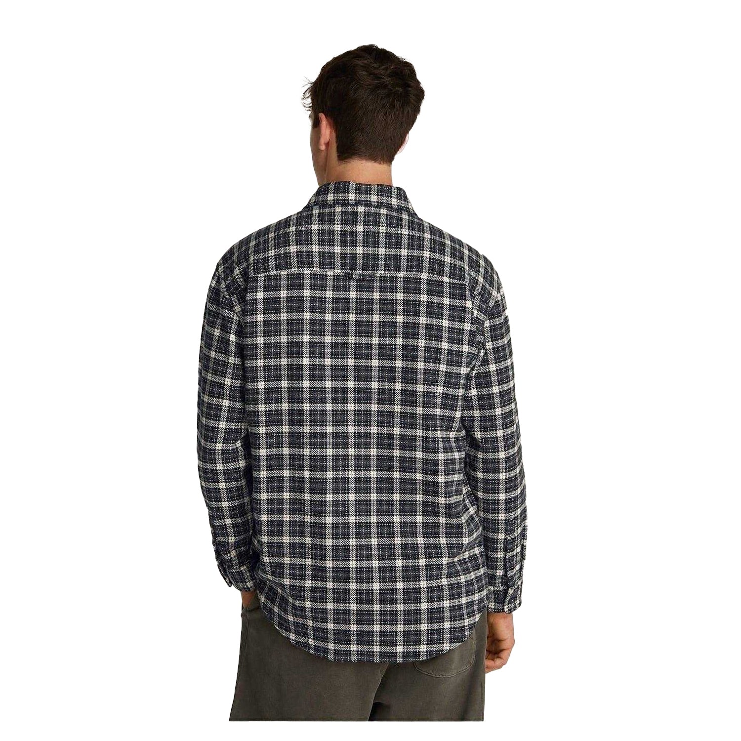 Black - Back - Tommy Jeans Mens Badge Flannel Pocket Shirt