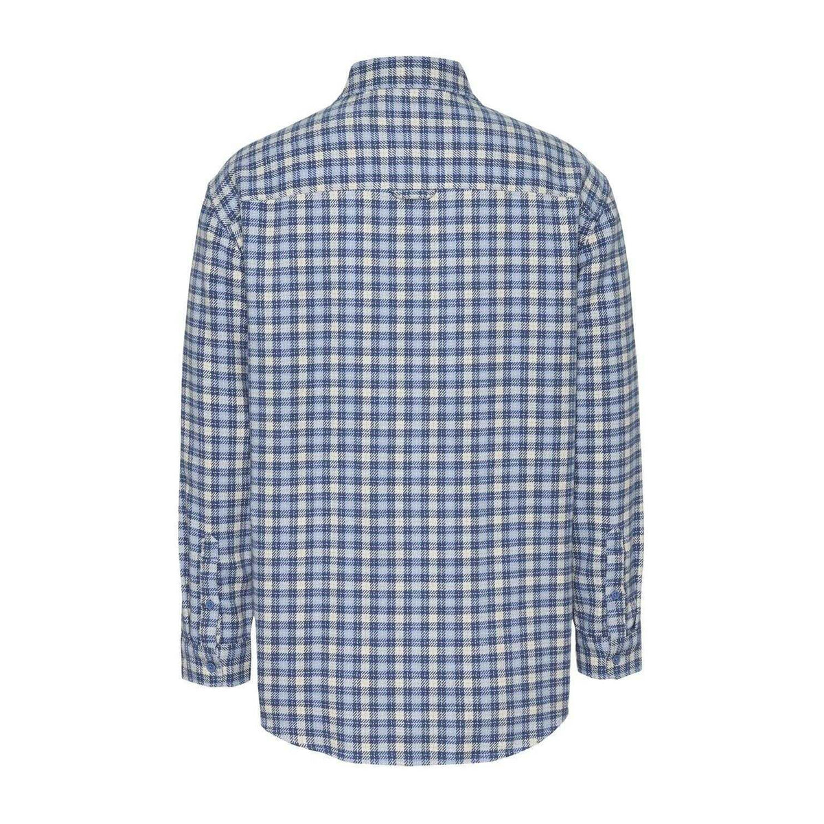 Blue - Back - Tommy Jeans Mens Badge Flannel Pocket Shirt