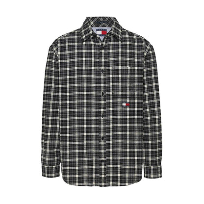 Black - Front - Tommy Jeans Mens Badge Flannel Pocket Shirt