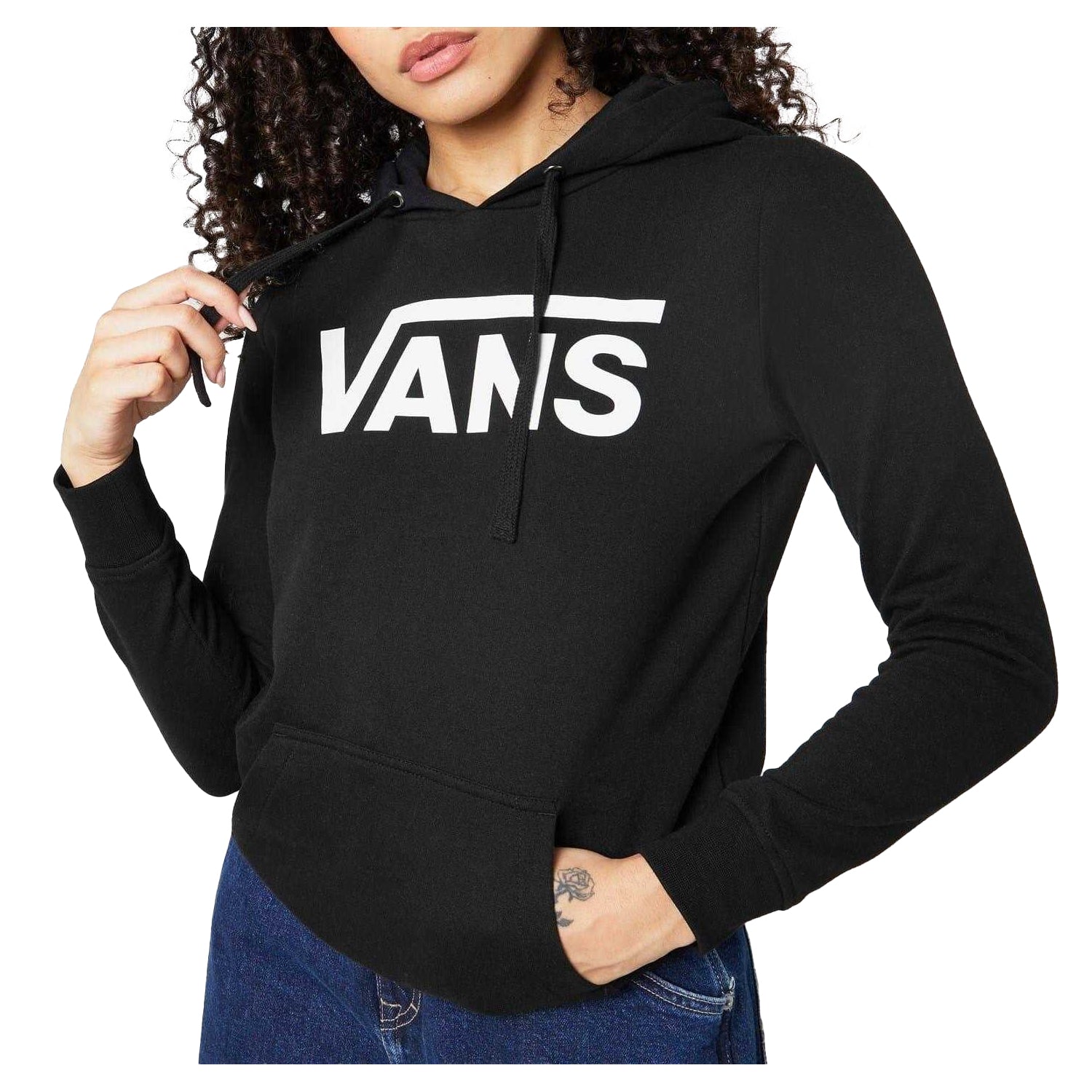 Black - Side - Vans Womens-Ladies Logo Hoodie