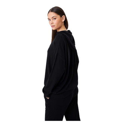 Jet Black - Back - USA Womens-Ladies Ribbed Slouch Hoodie