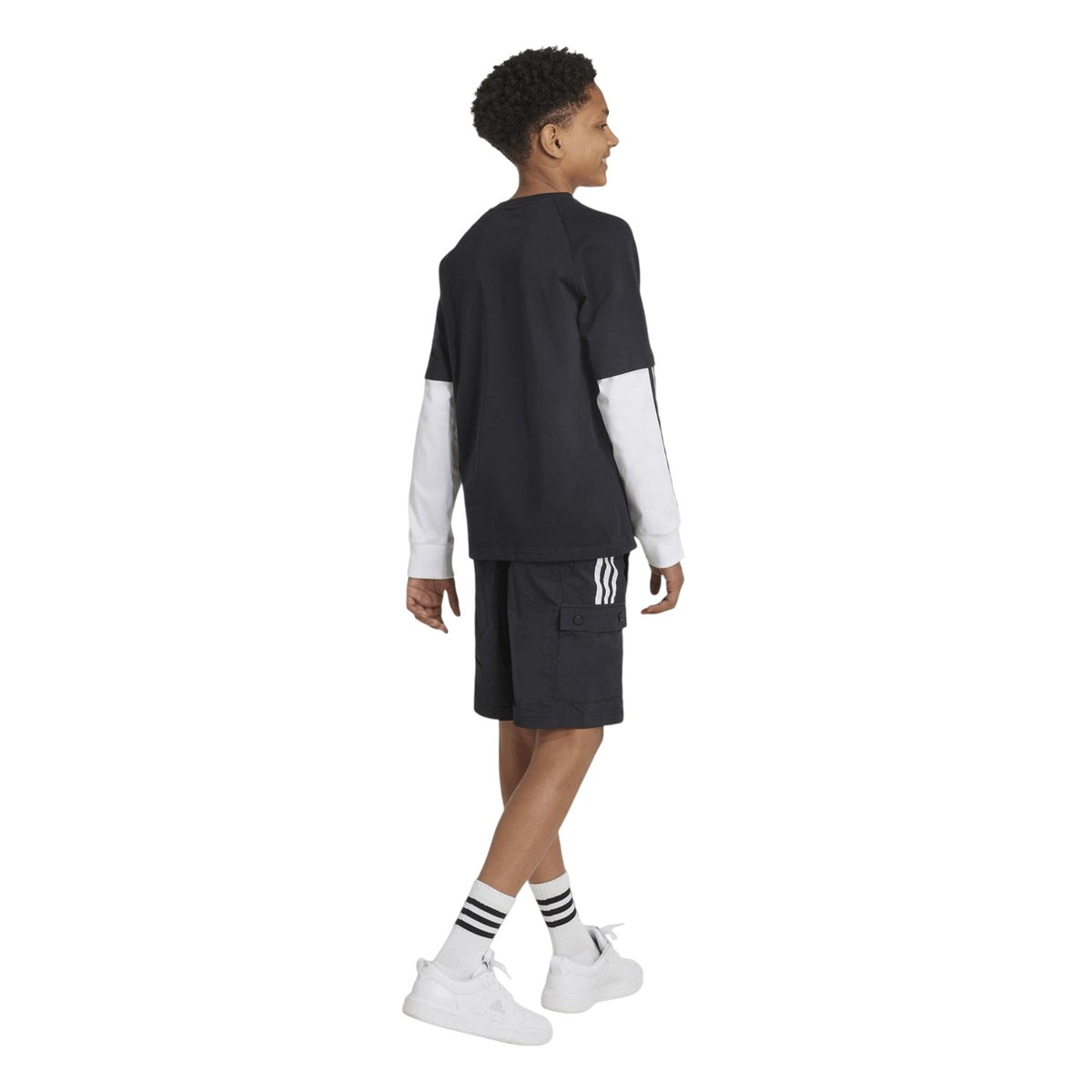 Black-White - Back - Adidas Childrens-Kids Jam Regular Cargo Shorts
