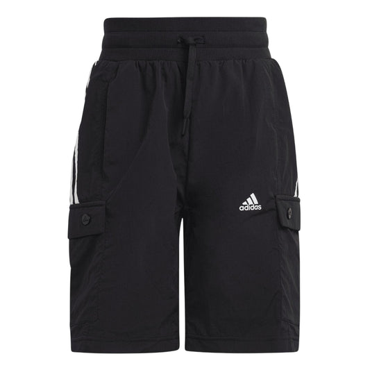 Black-White - Front - Adidas Childrens-Kids Jam Regular Cargo Shorts