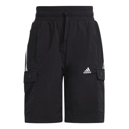 Black-White - Front - Adidas Childrens-Kids Jam Regular Cargo Shorts