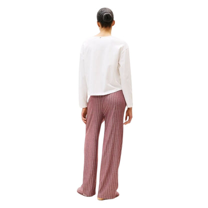 Ecru-Rouge - Back - Tommy Hilfiger Womens-Ladies Long Pyjama Set