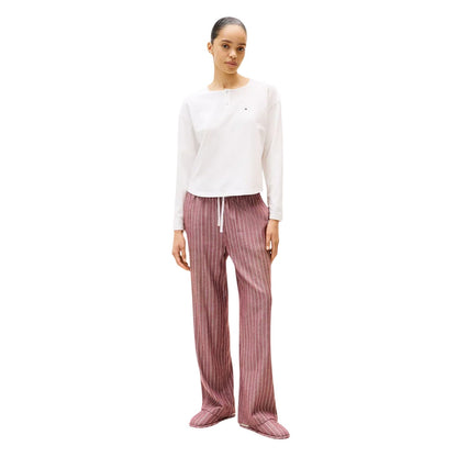 Ecru-Rouge - Side - Tommy Hilfiger Womens-Ladies Long Pyjama Set