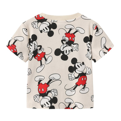Beige - Back - Disney Baby Mickey Mouse All-Over Print Short Pyjama Set