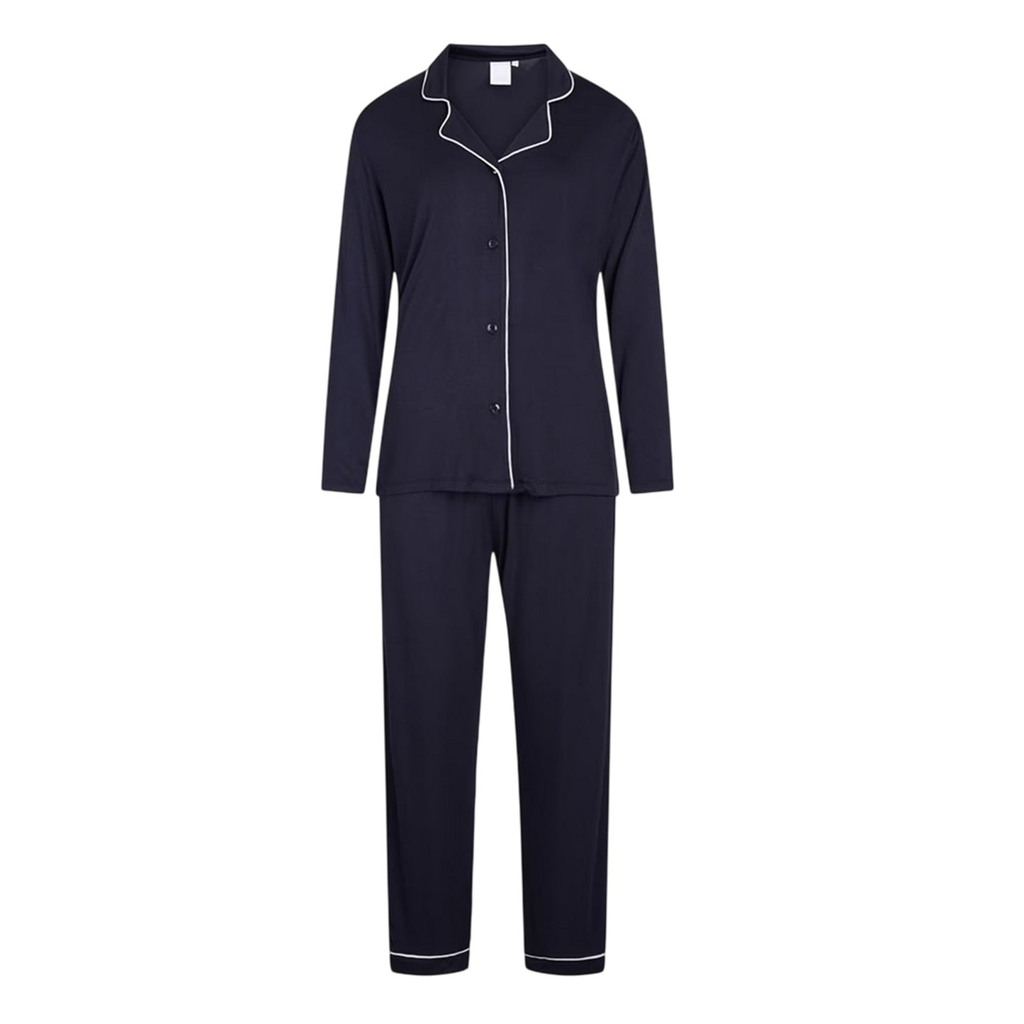 Parisian Night - Front - CCDK Copenhagen Womens-Ladies Joy Piped Relaxed Fit Long-Sleeved Long Pyjama Set