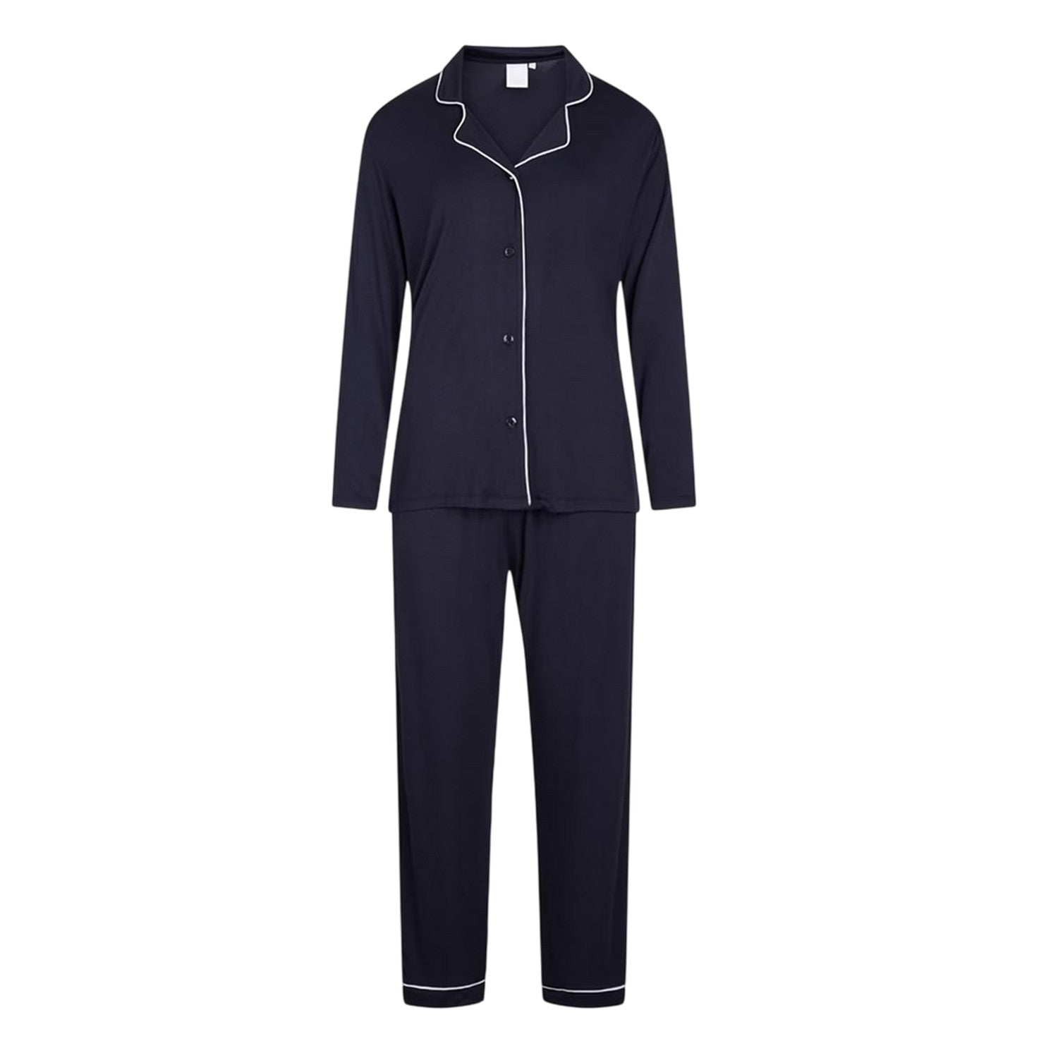 Parisian Night - Front - CCDK Copenhagen Womens-Ladies Joy Piped Relaxed Fit Long-Sleeved Long Pyjama Set