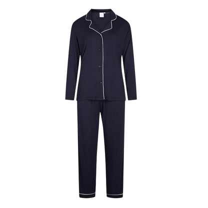 Parisian Night - Front - CCDK Copenhagen Womens-Ladies Joy Piped Relaxed Fit Long-Sleeved Long Pyjama Set