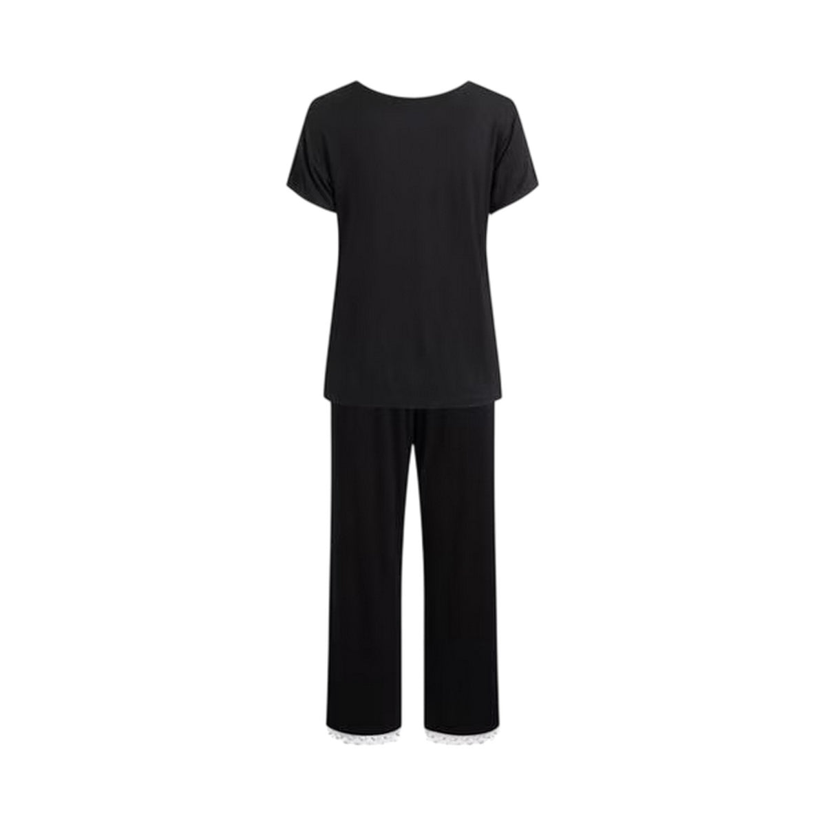 Black - Back - CCDK Copenhagen Womens-Ladies Lace Detail Short-Sleeved Pyjama Set