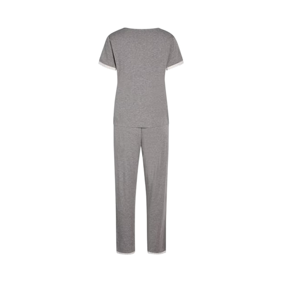 Grey Melange - Back - CCDK Copenhagen Womens-Ladies Lace Detail Short-Sleeved Pyjama Set