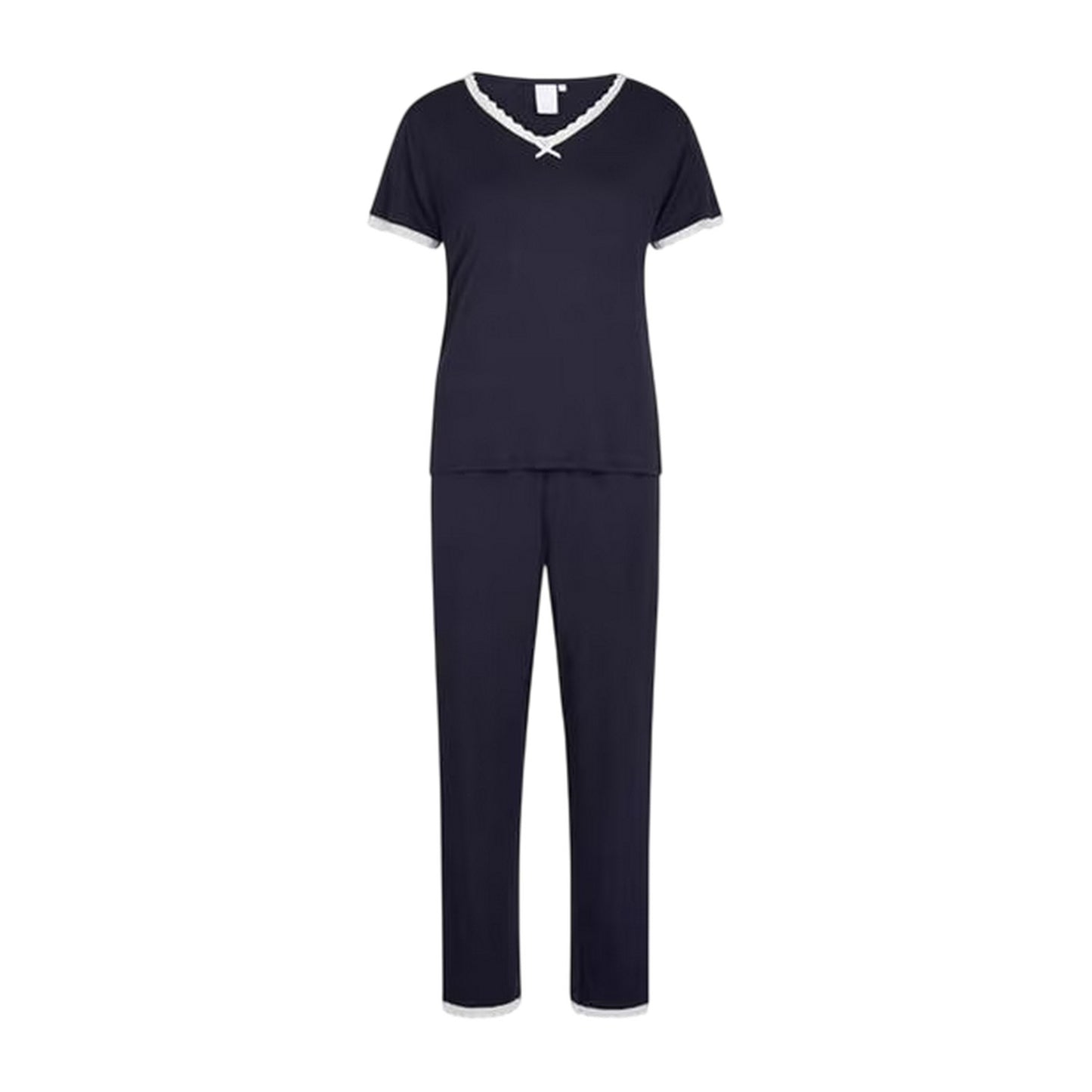 Parisian Night - Front - CCDK Copenhagen Womens-Ladies Lace Detail Short-Sleeved Pyjama Set