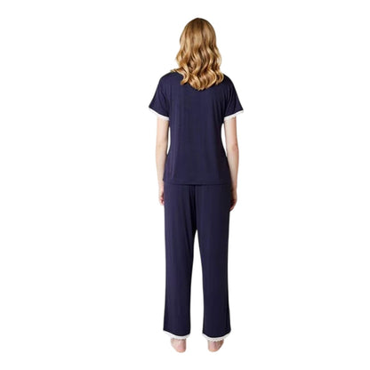 Parisian Night - Back - CCDK Copenhagen Womens-Ladies Lace Detail Short-Sleeved Pyjama Set