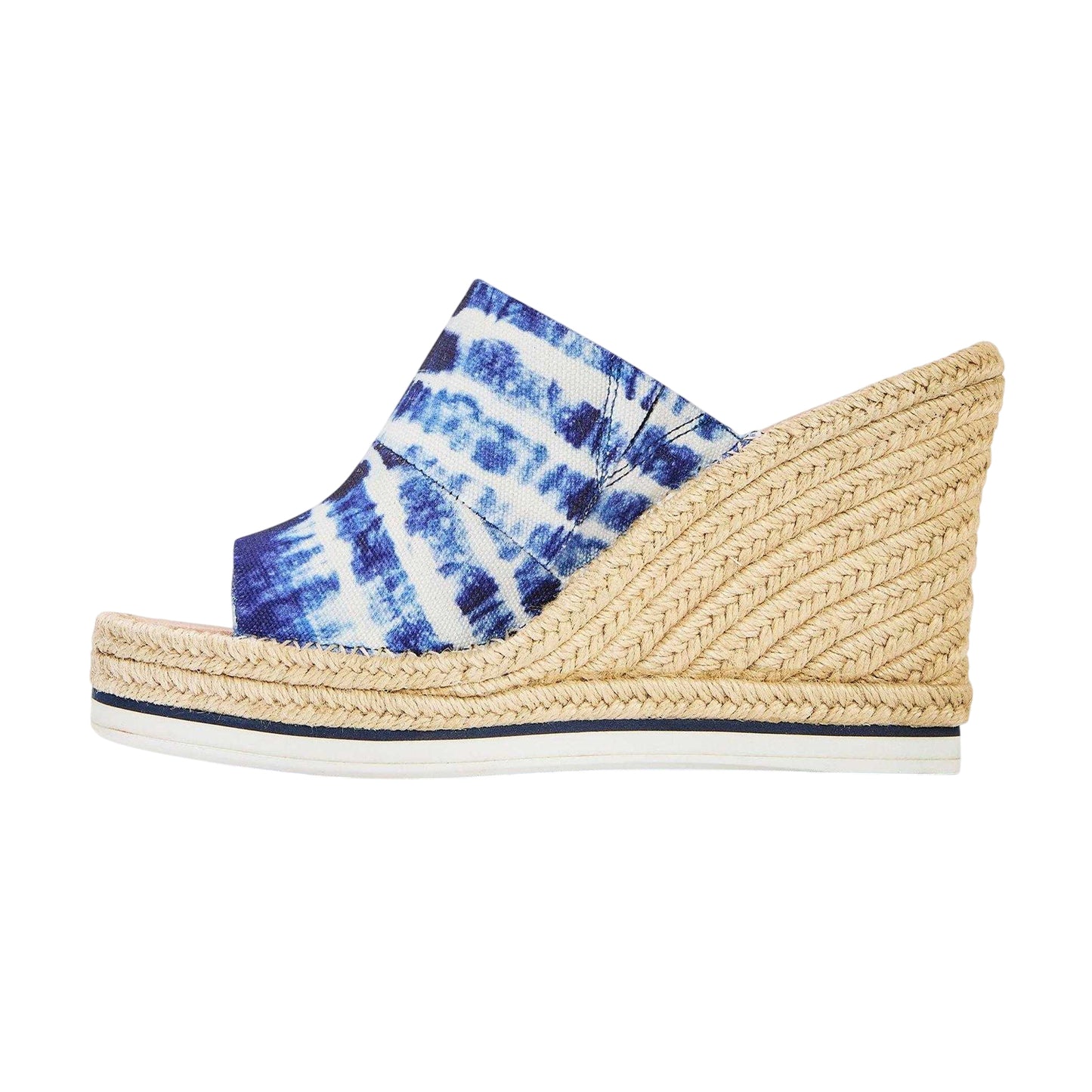 Blue - Back - Toms Womens-Ladies Tie Dye Wedge Sandals
