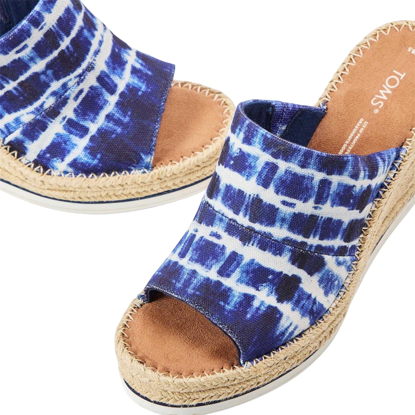 Blue - Side - Toms Womens-Ladies Tie Dye Wedge Sandals