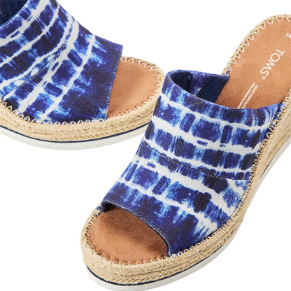 Blue - Side - Toms Womens-Ladies Tie Dye Wedge Sandals