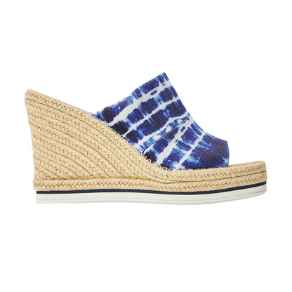Blue - Front - Toms Womens-Ladies Tie Dye Wedge Sandals