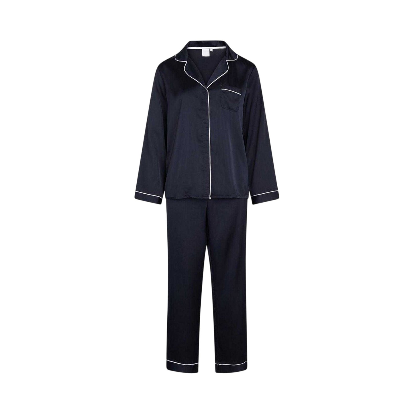 Parisian Night - Front - CCDK Copenhagen Womens-Ladies Josephine Piped Recycled Polyester Long Pyjama Set