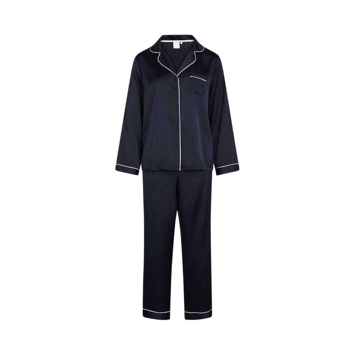 Parisian Night - Front - CCDK Copenhagen Womens-Ladies Josephine Piped Recycled Polyester Long Pyjama Set