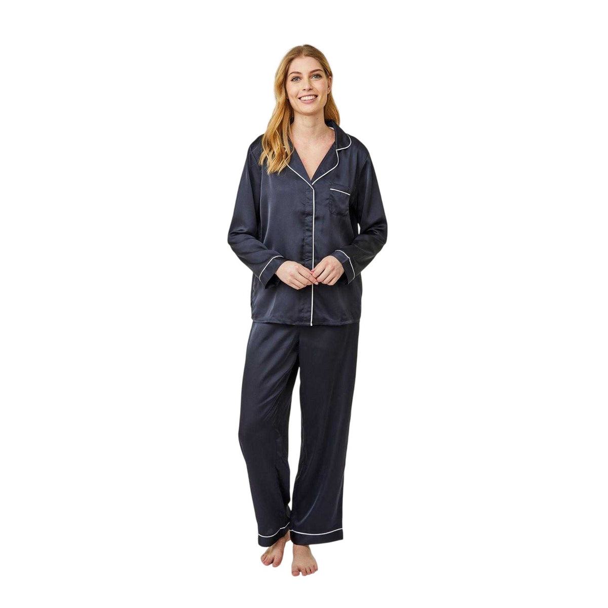 Parisian Night - Side - CCDK Copenhagen Womens-Ladies Josephine Piped Recycled Polyester Long Pyjama Set