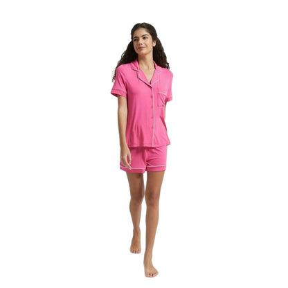 Pink - Lifestyle - Be You Womens-Ladies Notch Neck Short Pyjama Set