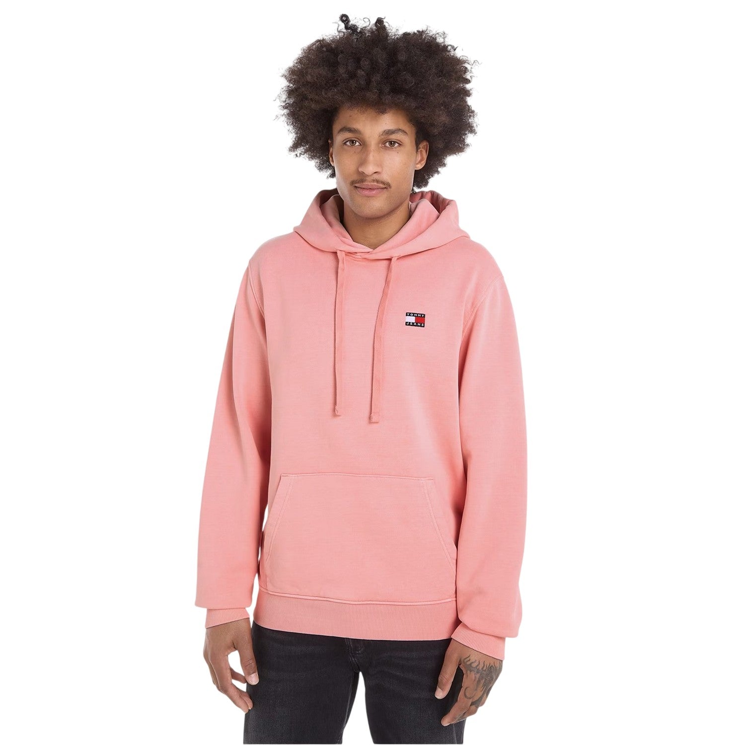 Pink - Side - Tommy Jeans Mens Badge Hoodie