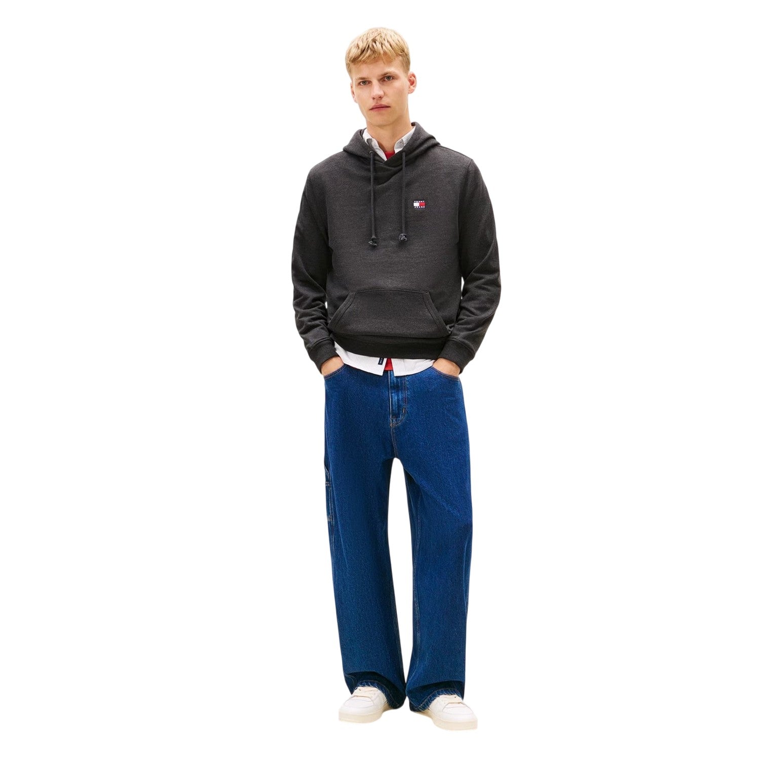 Black Marl - Side - Tommy Jeans Mens Badge Hoodie