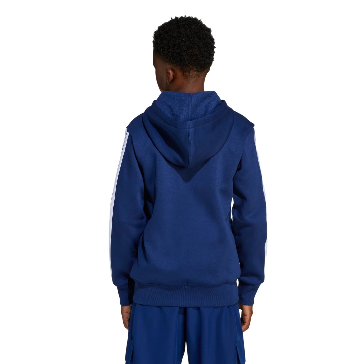 Navy-White - Back - Adidas Childrens-Kids Essentials 3 Stripes Full Zip Hoodie