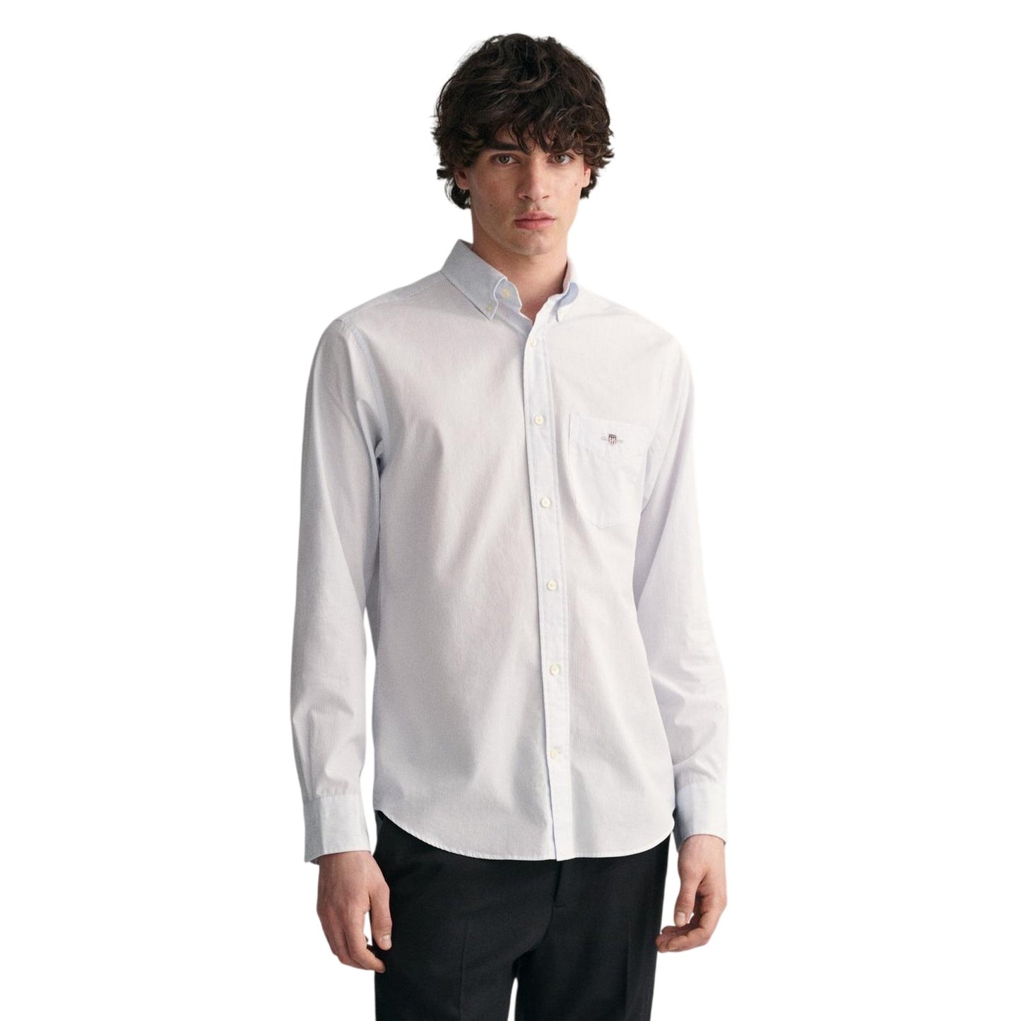 Pale Blue - Front - Gant Mens Banker Poplin Shirt