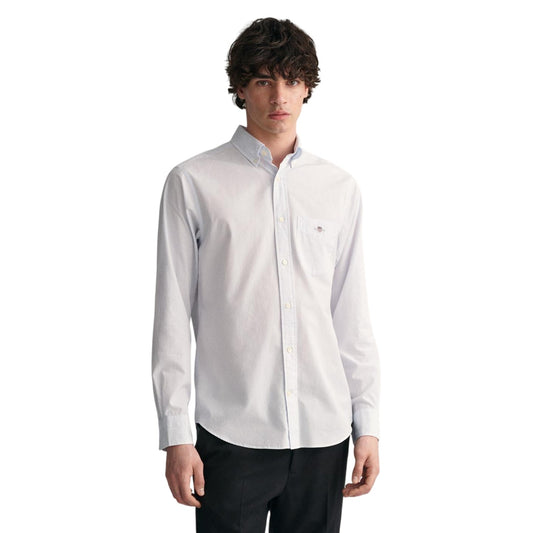 Pale Blue - Front - Gant Mens Banker Poplin Shirt