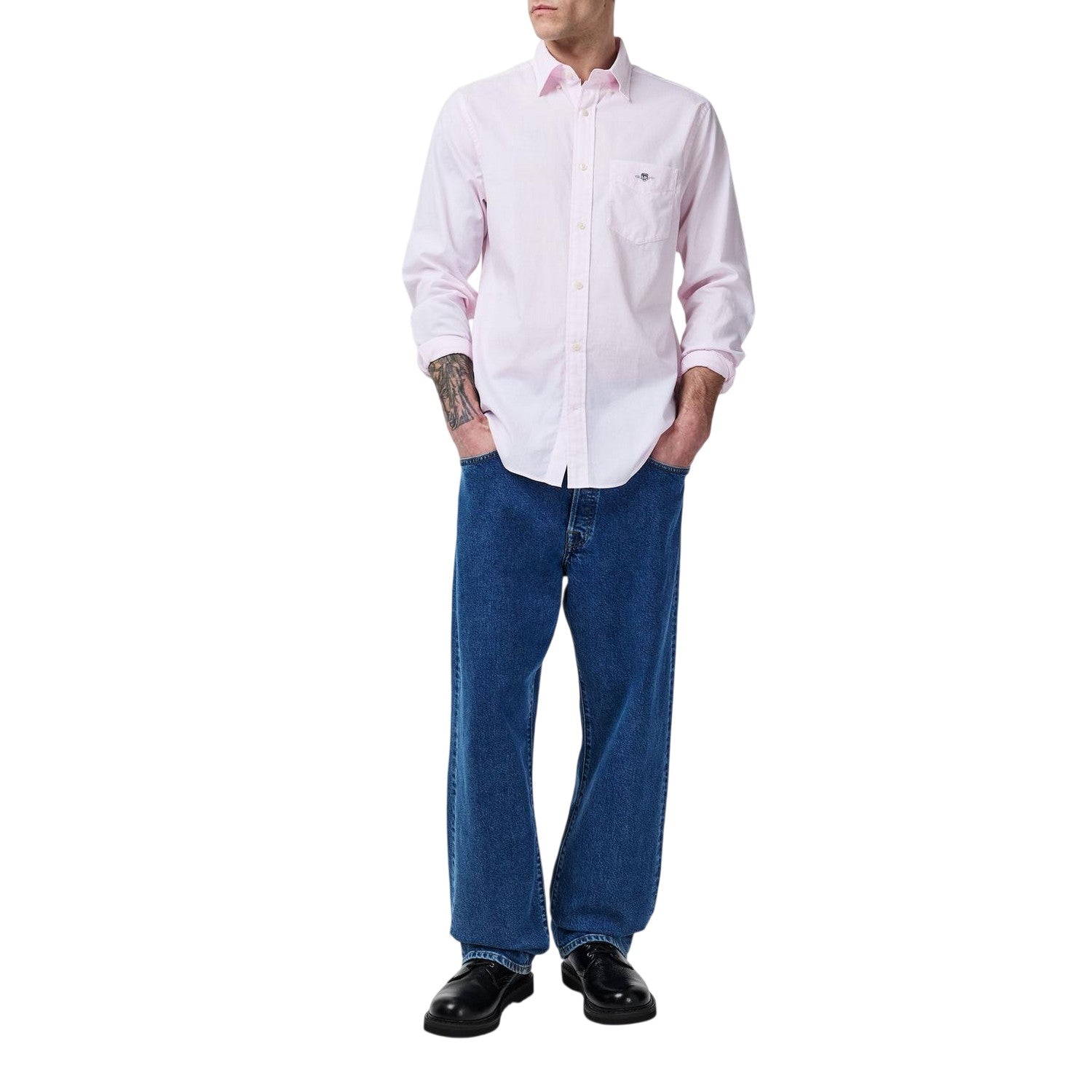 Pale Pink - Side - Gant Mens Banker Poplin Shirt