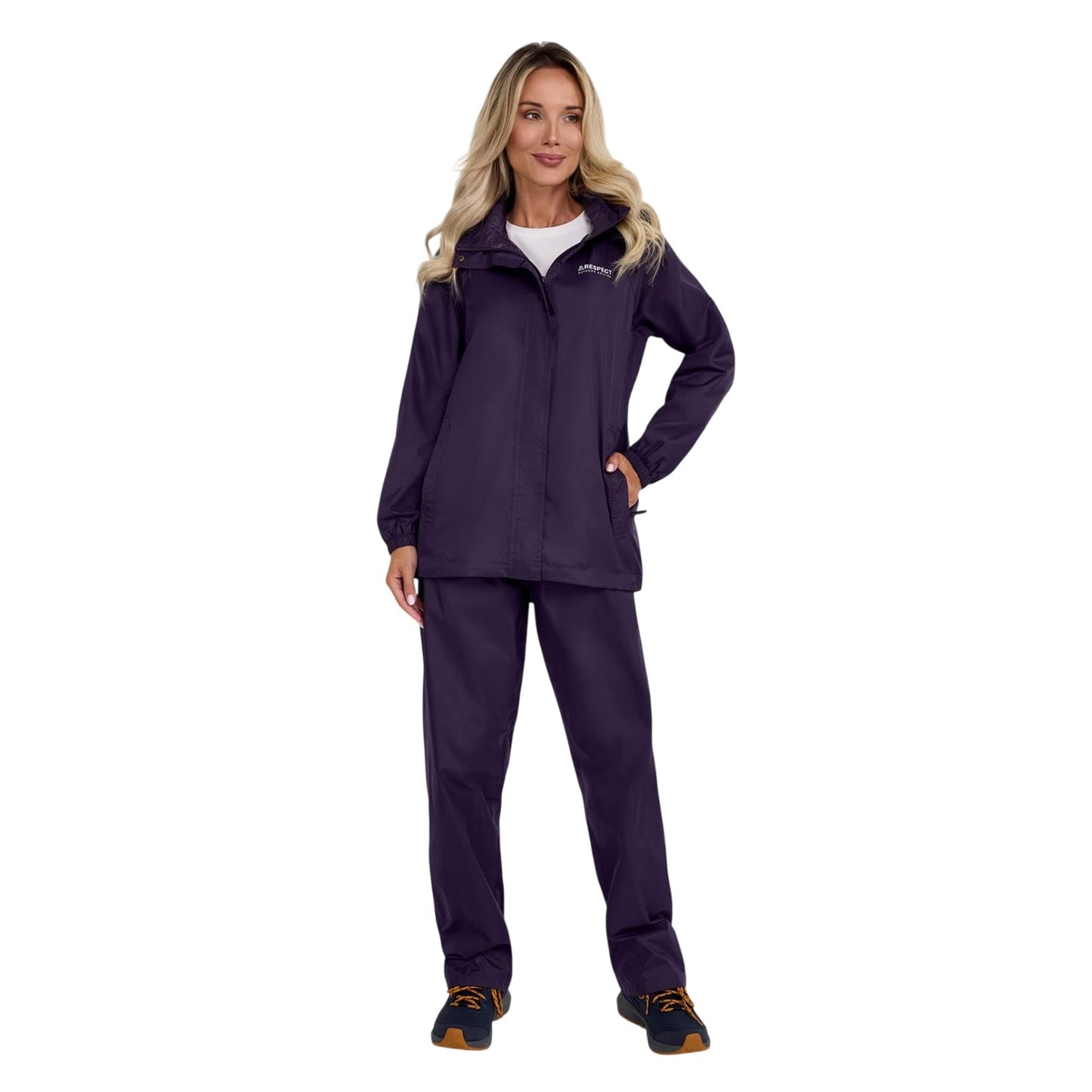 Purple - Lifestyle - Respect Womens-Ladies Packaway Waterproof Jacket