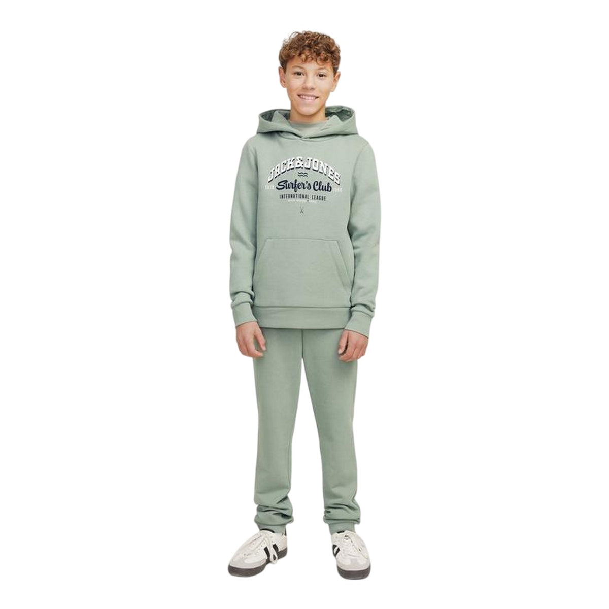 Iceberg Green - Side - Jack And Jones Boys Surfers Club Logo Hoodie