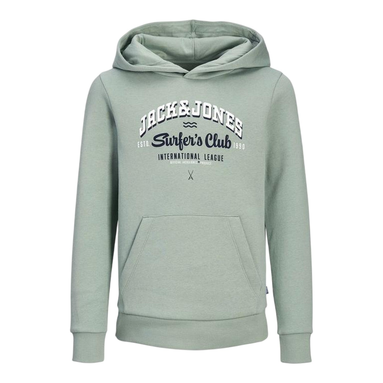 Iceberg Green - Front - Jack And Jones Boys Surfers Club Logo Hoodie